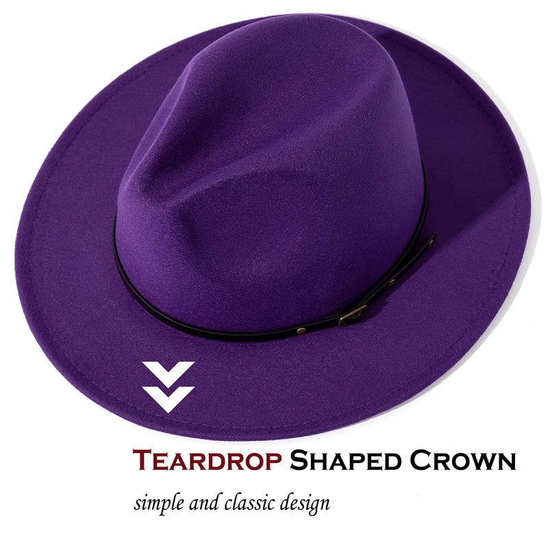 Lisianthus Women Belt Buckle Fedora Hat (Purple) - Image 2